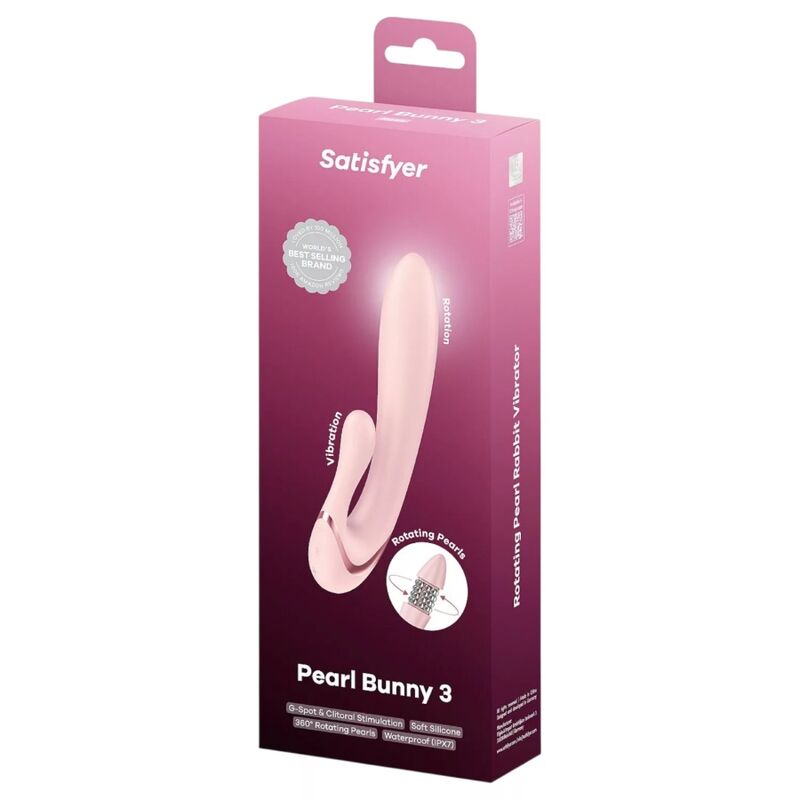 SATISFYER - PEARL BUNNY 3 VIBRADOR RABBIT CON PERLAS GIRATORIAS ROSA CLARO
