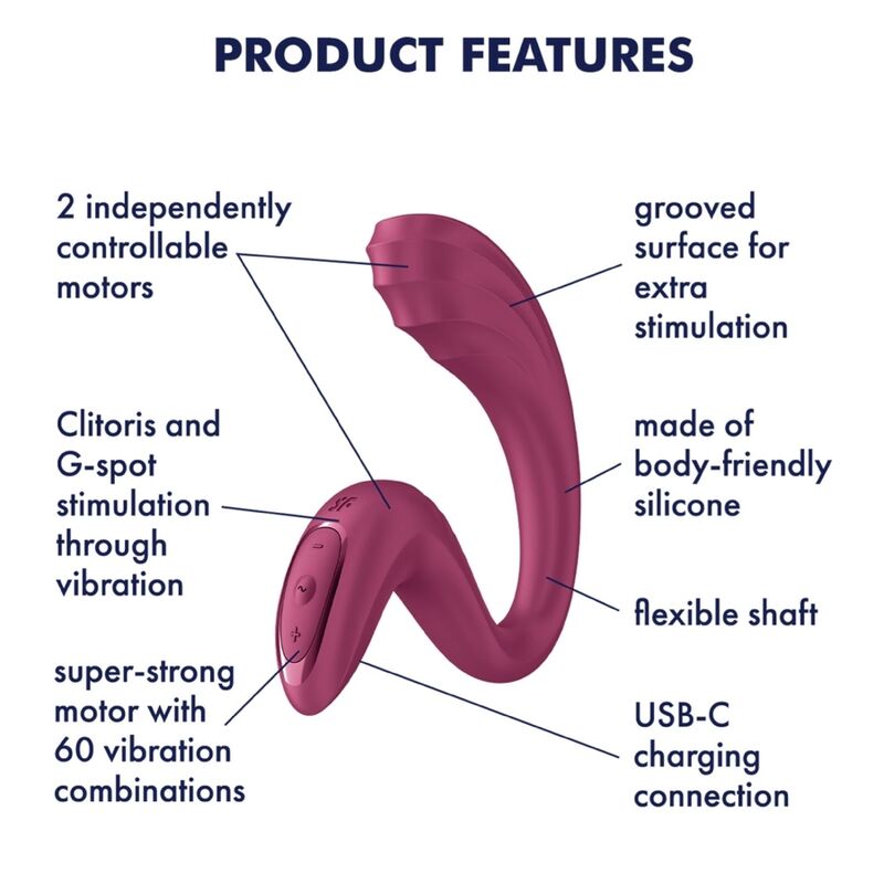 SATISFYER - G FOR GODDESS 3 VIBRADOR DOBLE ESTIMULACIÓN BURDEOS