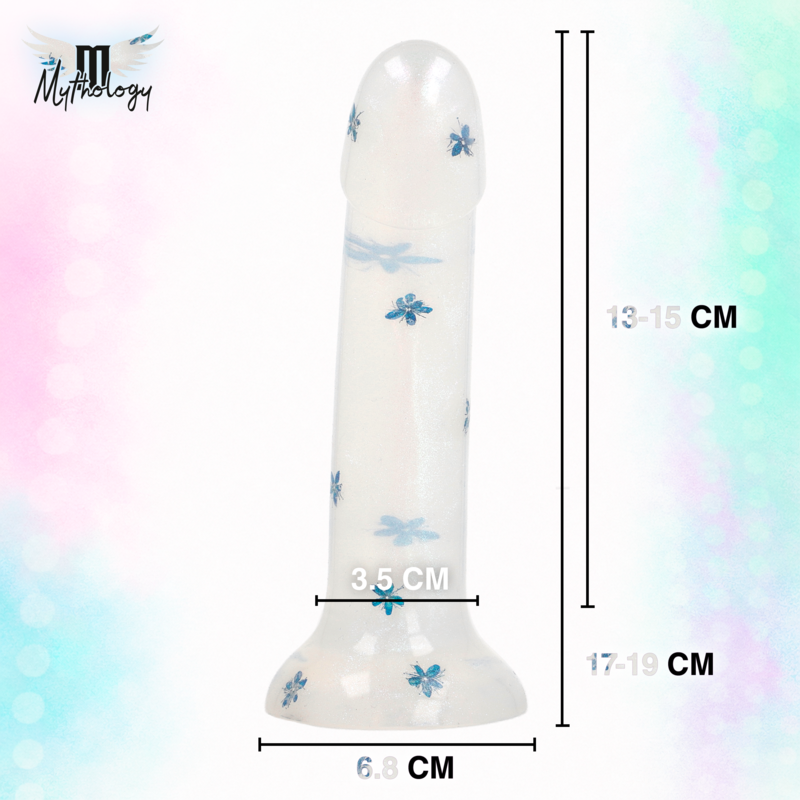 MYTHOLOGY - LYRA 4 DILDO DE SILICONA 17 CM Ø 3,6 CM TRANSPARENTE FLORES