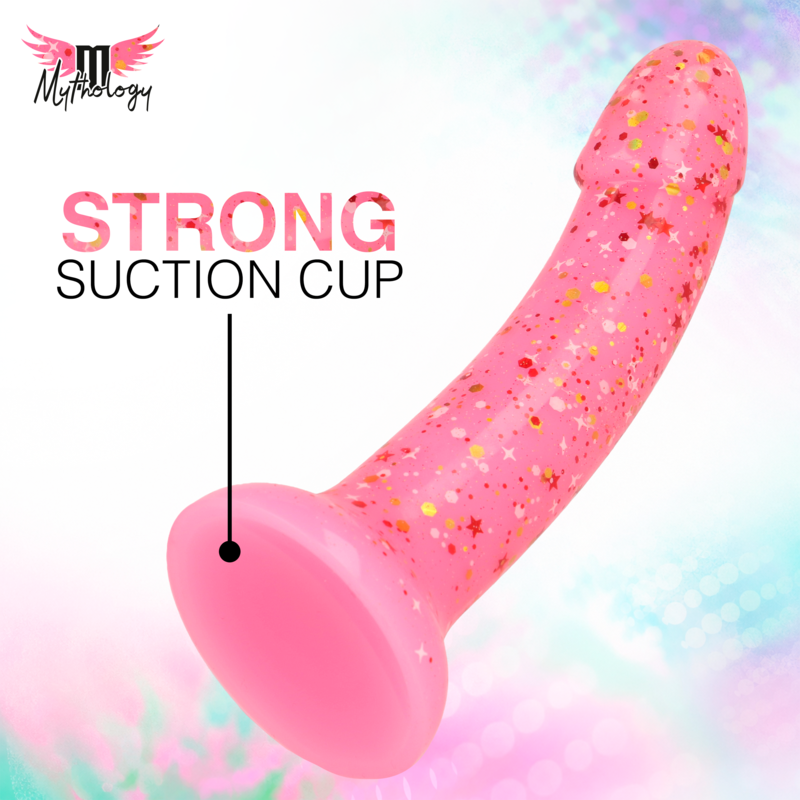 MYTHOLOGY - LYRA 6 DILDO DE SILICONA 17 CM Ø 3,6 CM ROSA MOTEADO ROJO