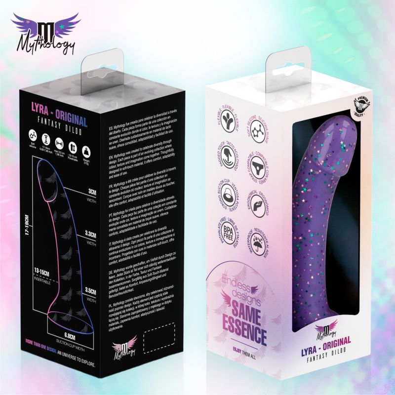 MYTHOLOGY - LYRA 10 DILDO DE SILICONA 17 CM Ø 3,6 CM MORADO MOTEADO
