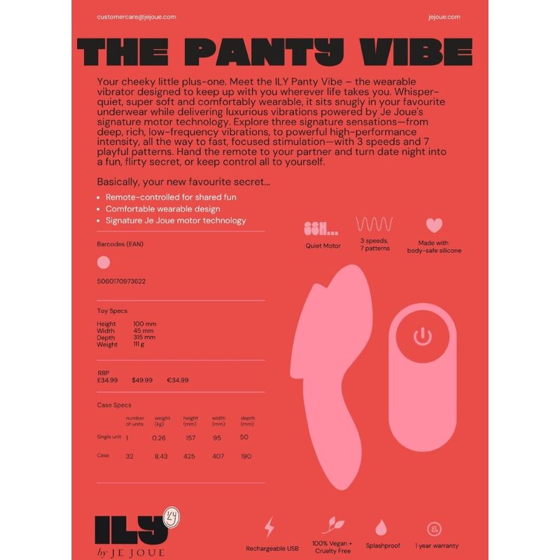JE JOUE - ILY PANTY VIBE VIBRADOR ÍNTIMO CON CONTROL REMOTO