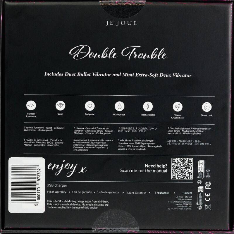 JE JOUE - DOUBLE TROUBLE SET DE VIBRADORES RECARGABLES