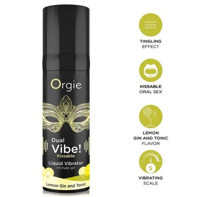 ORGIE - DUAL VIBE! LEMON GIN AND TONIC GEL ÍNTIMO BESABLE EFECTO VIBRANTE 15 ML