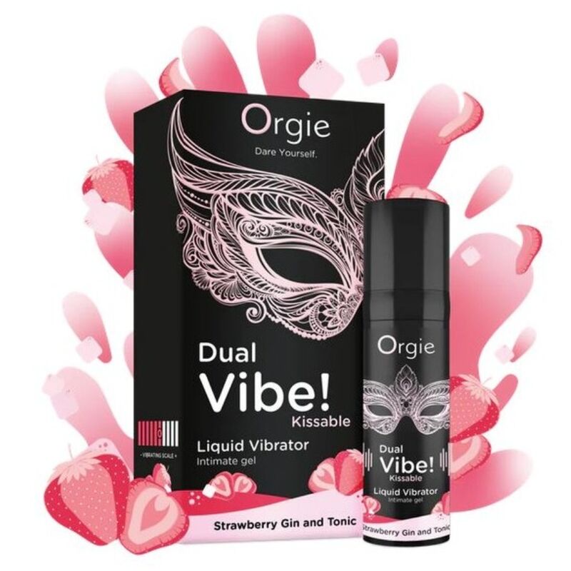 ORGIE - DUAL VIBE! GIN AND TONIC FRESA GEL ÍNTIMO BESABLE EFECTO VIBRANTE 15 ML