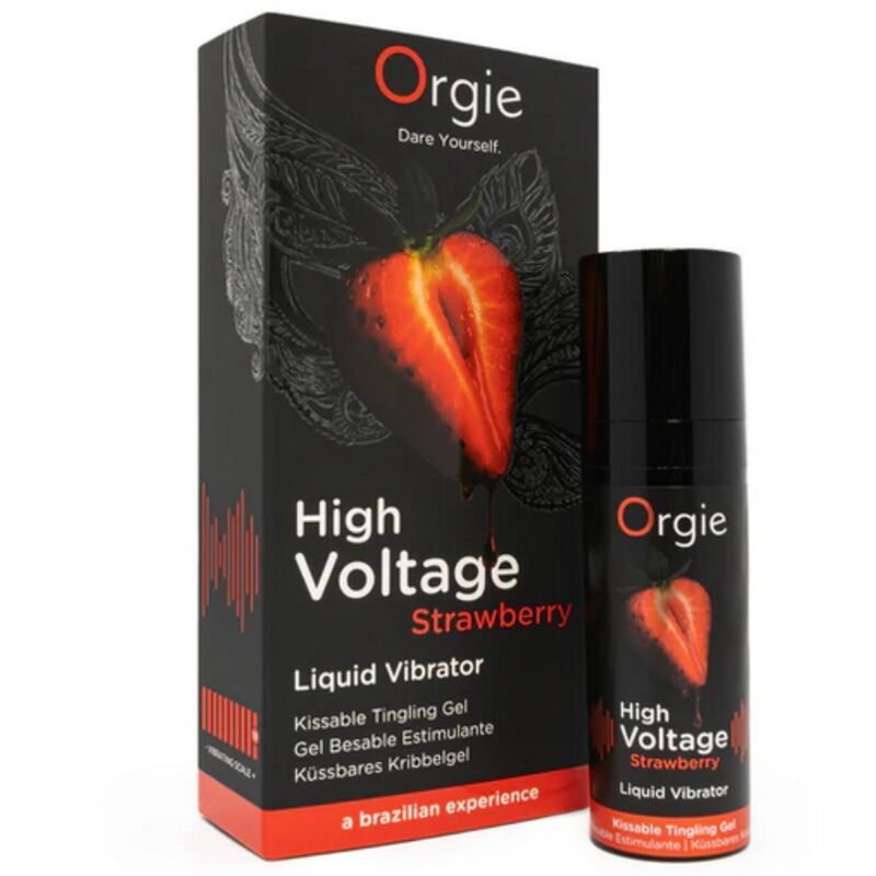 ORGIE - HIGH VOLTAGE STRAWBERRY GEL ÍNTIMO BESABLE EFECTO VIBRANTE EXTRA FUERTE 15 ML