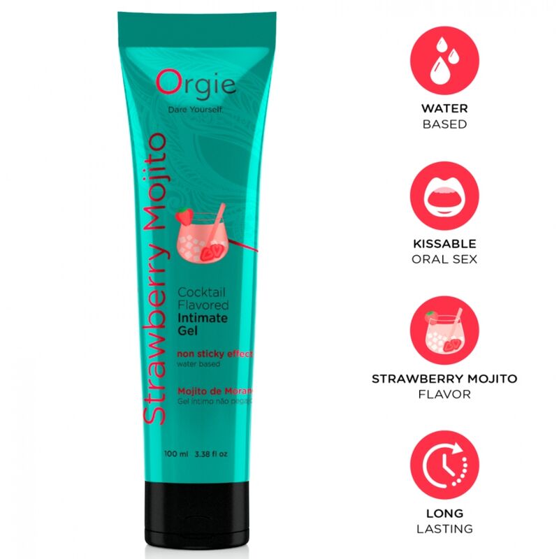 ORGIE - LUBE TUBE COCKTAIL STRAWBERRY MOJITO GEL ÍNTIMO BESABLE BASE AGUA 100 ML