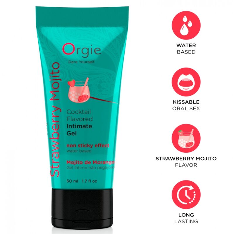 ORGIE - LUBE TUBE COCKTAIL STRAWBERRY MOJITO GEL ÍNTIMO BESABLE BASE AGUA 50 ML