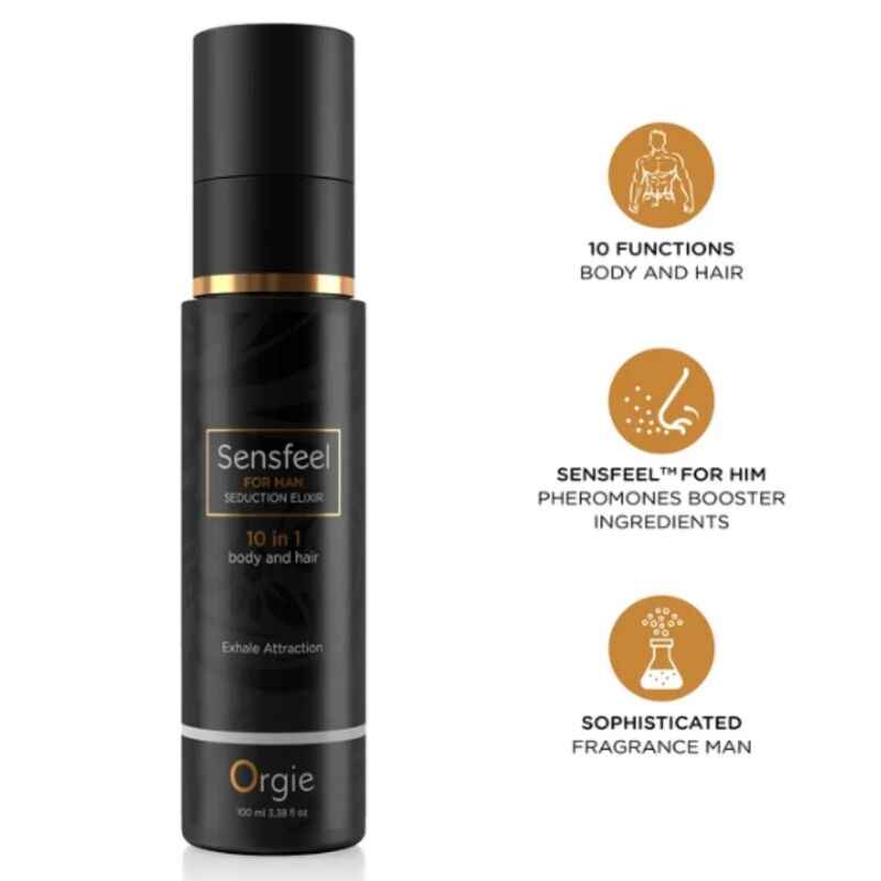 ORGIE - SENSFEEL FOR MAN SEDUCTION ELIXIR 10 EN 1 CUERPO Y CABELLO 100 ML
