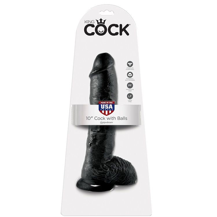 KING COCK - PENE REALISTICO NEGRO 25.4 CM