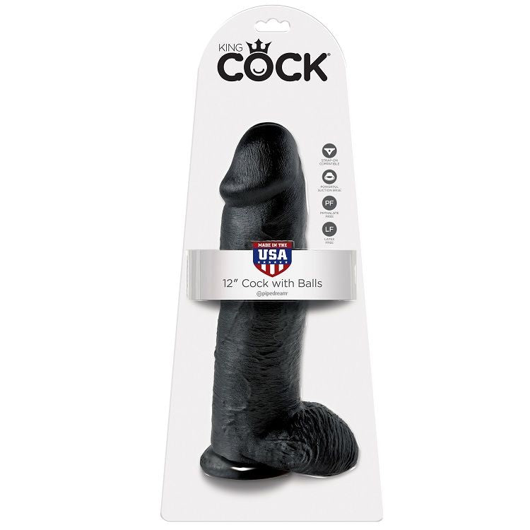 KING COCK - PENE REALISTICO NEGRO 30.48 CM