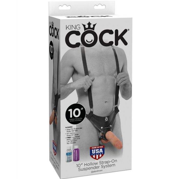KING COCK - STRAP-ON CON DILDO HUECO 25.5 CM Y TIRANTES NEGRO