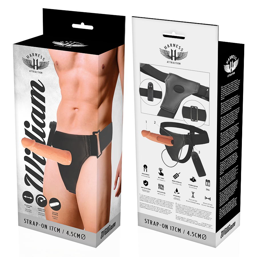 HARNESS ATTRACTION - ARNÉS  HUECO WILLIAN CON VIBRADOR 17 CM -O- 4.5 CM